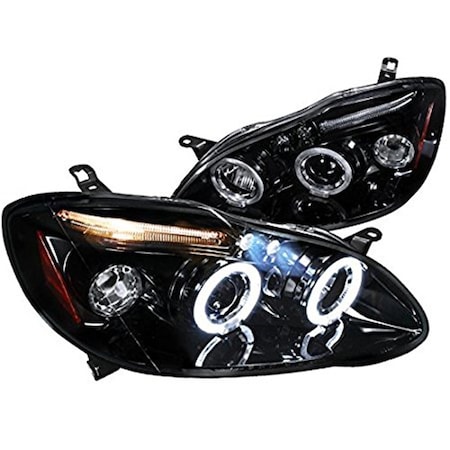 Overtime 2003-2008 Corolla Dual Halo Projector Headlight - Smoke & Glossy Black OV1187818